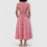 Fienna | Midi-Kleid mit Blüten-Print und V-Ausschnitt