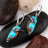 Blauer Kolibri Emaille-Ohrschmuck