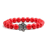 Naturstein-Design Perlenarmband mit Pfotenmotiven