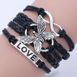 Retro Liebes Schmetterling Lederarmband