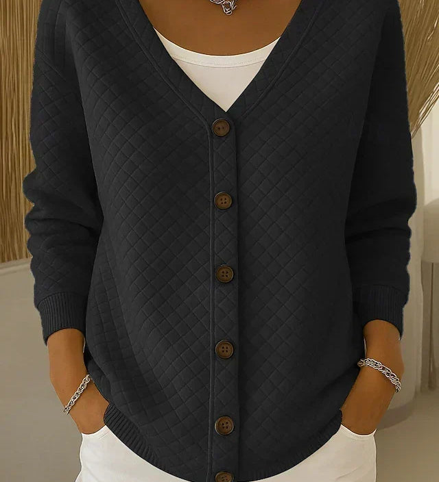 Grete | Gesteppte Strickjacke mit Knopfleiste