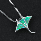 Manta Ray Blue Opal Pendant