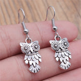 Bohemian Vintage Owl Pendant Earrings