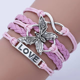 Retro Liebes Schmetterling Lederarmband