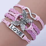 Retro Liebes Schmetterling Lederarmband