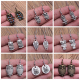 Bohemian Vintage Owl Pendant Earrings