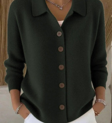 Dorothea | Weinrote Strickjacke mit Kragen