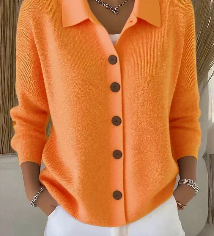 Dorothea | Weinrote Strickjacke mit Kragen