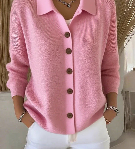 Dorothea | Weinrote Strickjacke mit Kragen