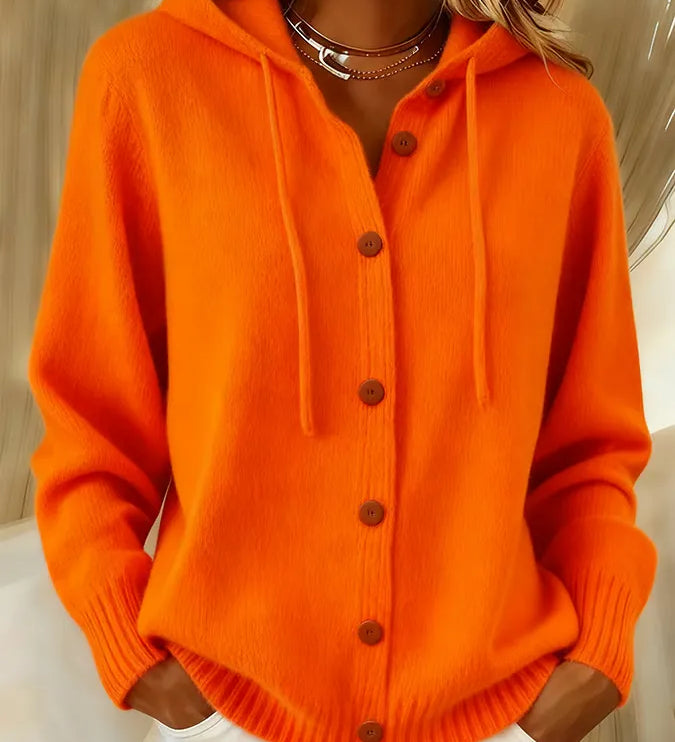 Christel | Weiche Kapuzen-Strickjacke mit Knopfleiste