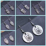 Bohemian Vintage Owl Pendant Earrings