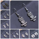 Bohemian Vintage Owl Pendant Earrings