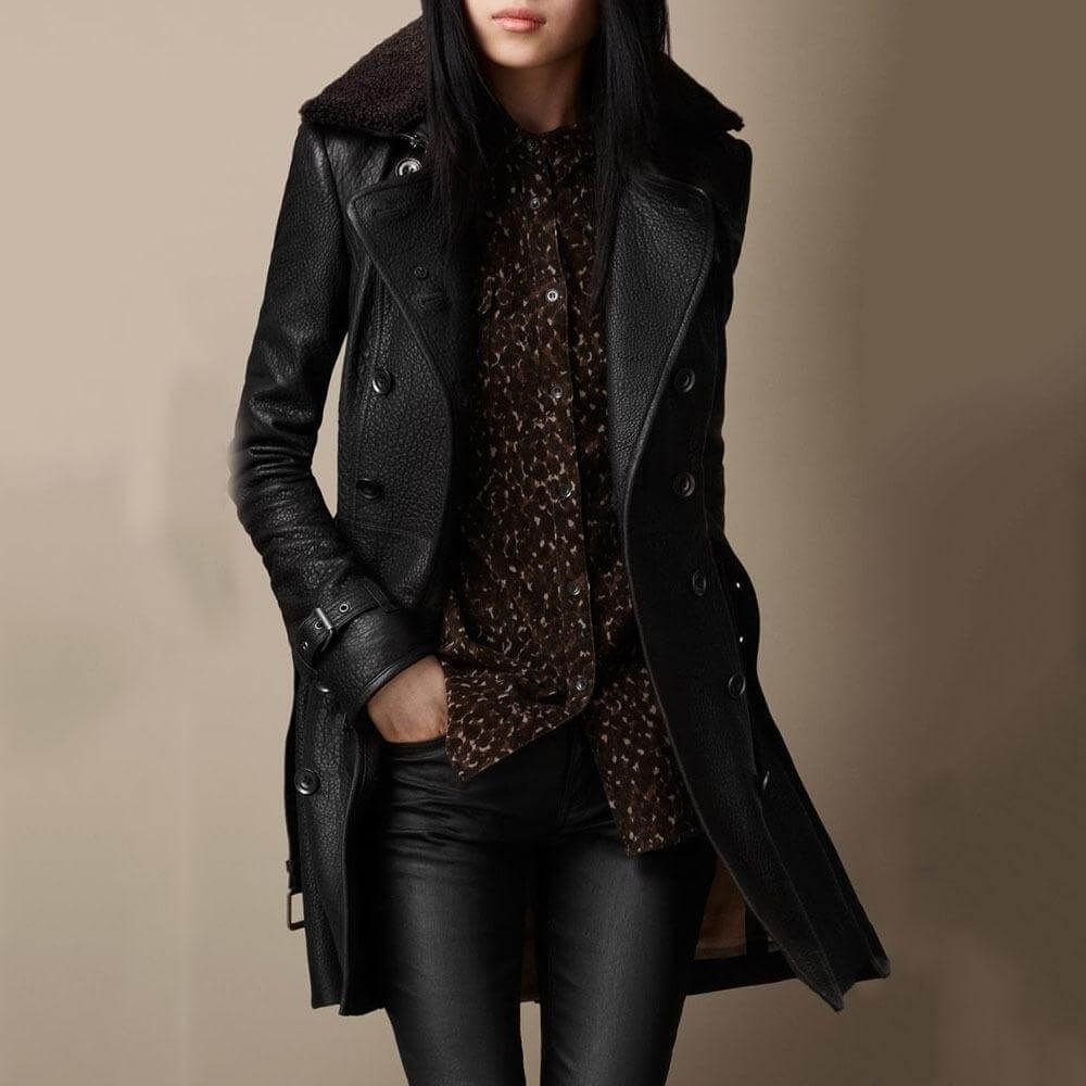 Cordula | Lederjacke mit Teddykragen