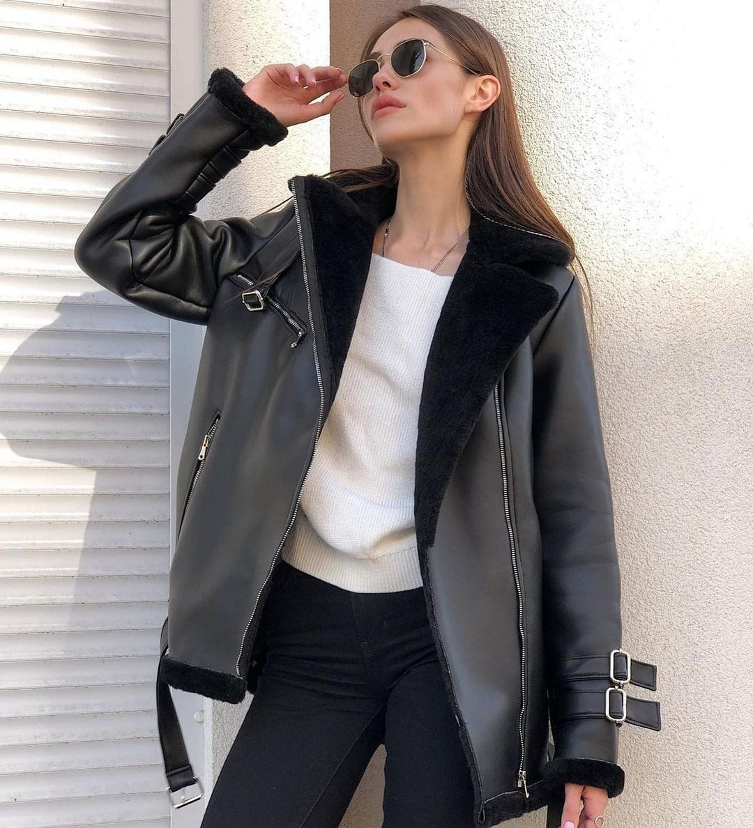 Sabina | Gefütterte Lederjacke Jacke