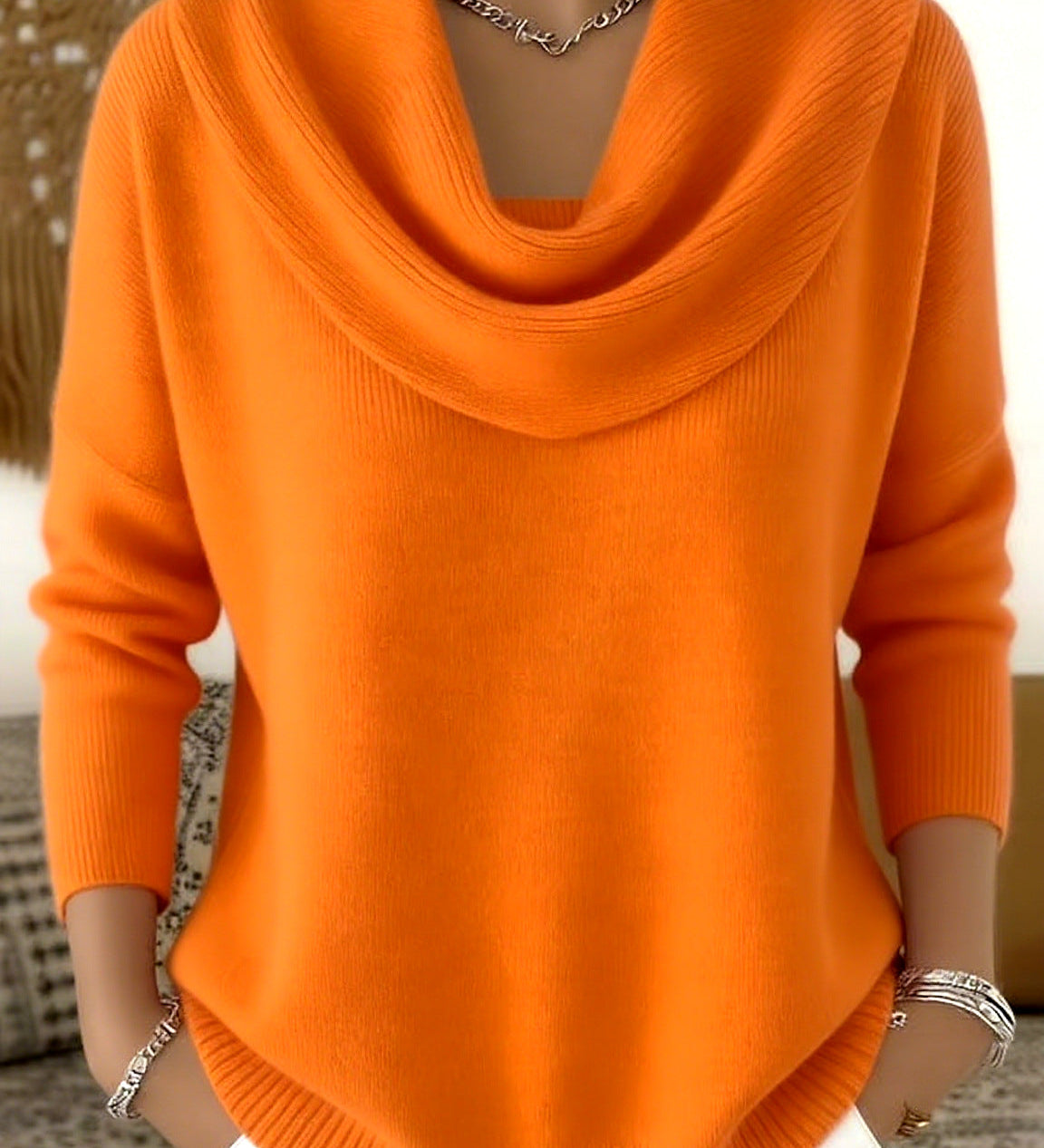 Judith | Weicher Strickpullover mit Wasserfallkragen