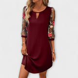 Renate | Cocktailkleid mit floral bestickten Mesh-Ärmeln