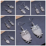 Bohemian Vintage Owl Pendant Earrings