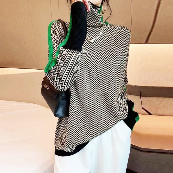 Cordula | Fischgrät-Rollkragen Pullover