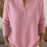 Gerda | Henley-Pullover mit Knopfleiste
