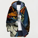 Gudrun | Kapuzen-Cardigan mit Katzenmuster