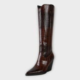 Stiefel mit Krokodil-Design und Eleganter Absätze