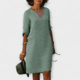 Ellyse | Sommerkleid mit V-Ausschnitt in Petrol