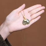 Hetian Jade Elefantenanhänger Halskette – 18K vergoldete Kette für Damen