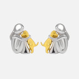 Zwei-Ton Umarmungsohrringe aus Silber und Gold