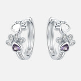 Paw Huggie Ohrringe aus 925er Sterling Silber – Besetzt mit Zirkonia und Herzstein