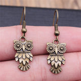 Bohemian Vintage Owl Pendant Earrings