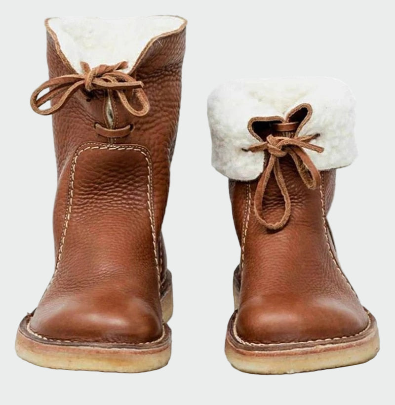 Wasserdichte Lederstiefeletten mit Wollfutter