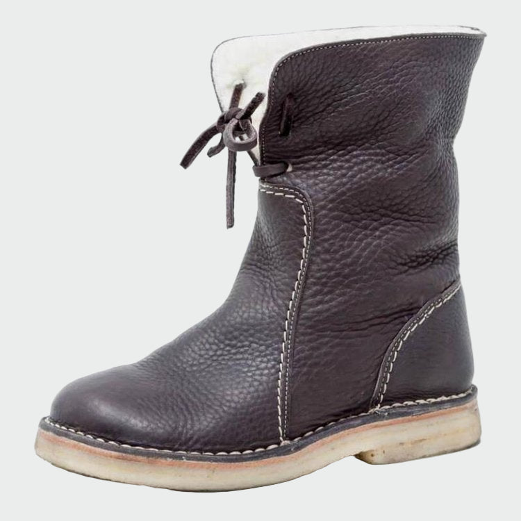 Wasserdichte Lederstiefeletten mit Wollfutter