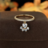 Antique Katzenpfote & Herz Steinring – Gold- und Silberfarben