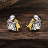 Zwei-Ton Umarmungsohrringe aus Silber und Gold