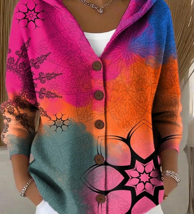Sieglinde | Bunte Kapuzenjacke mit Kunstdruck