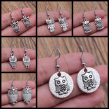 Bohemian Vintage Owl Pendant Earrings
