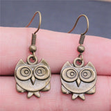 Bohemian Vintage Owl Pendant Earrings