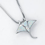 Manta Ray Blue Opal Pendant