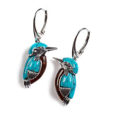 Blauer Kolibri Emaille-Ohrschmuck