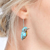 Blauer Kolibri Emaille-Ohrschmuck