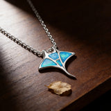 Manta Ray Blue Opal Pendant