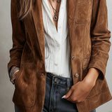 Frauen Wildleder Blazer mit Knopfleiste