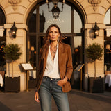 Frauen Wildleder Blazer mit Knopfleiste