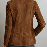 Frauen Wildleder Blazer mit Knopfleiste