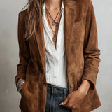 Frauen Wildleder Blazer mit Knopfleiste