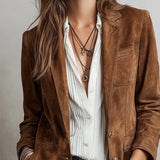 Frauen Wildleder Blazer mit Knopfleiste