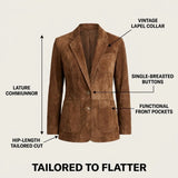 Frauen Wildleder Blazer mit Knopfleiste