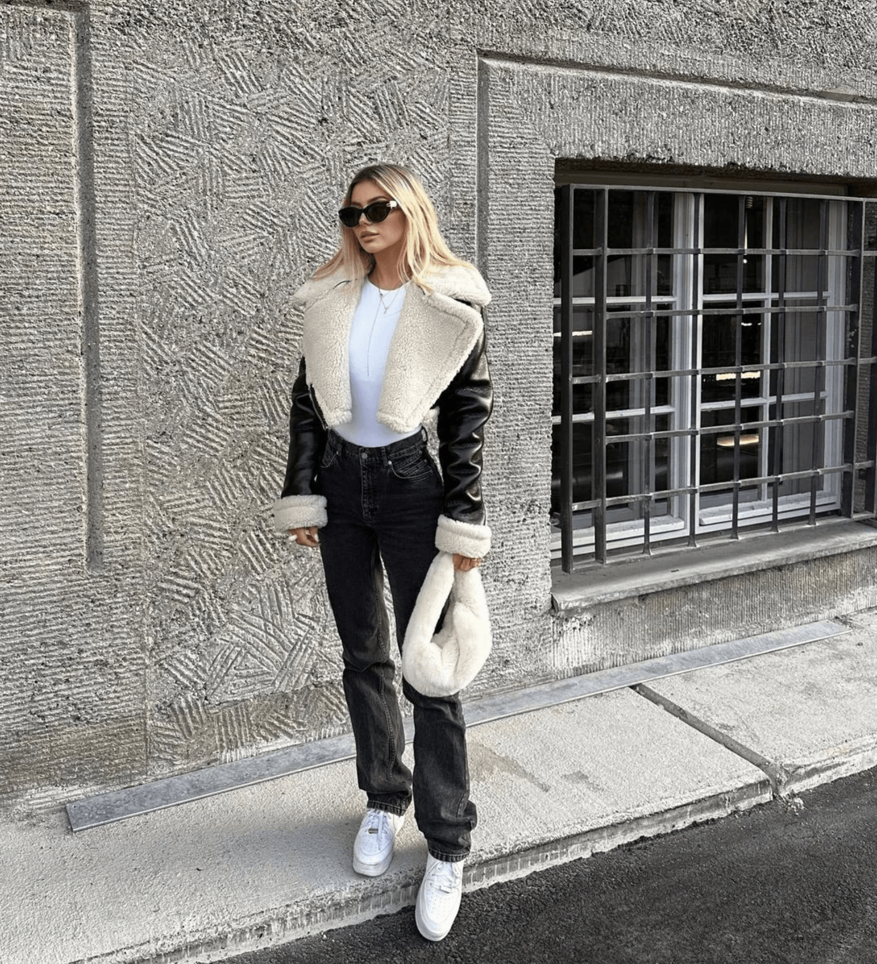Heidi | Kurze Lederjacke mit Teddyfutter Jacke