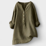 Rosmarie™ | Leinenbluse mit V-Ausschnitt und Knopfleiste