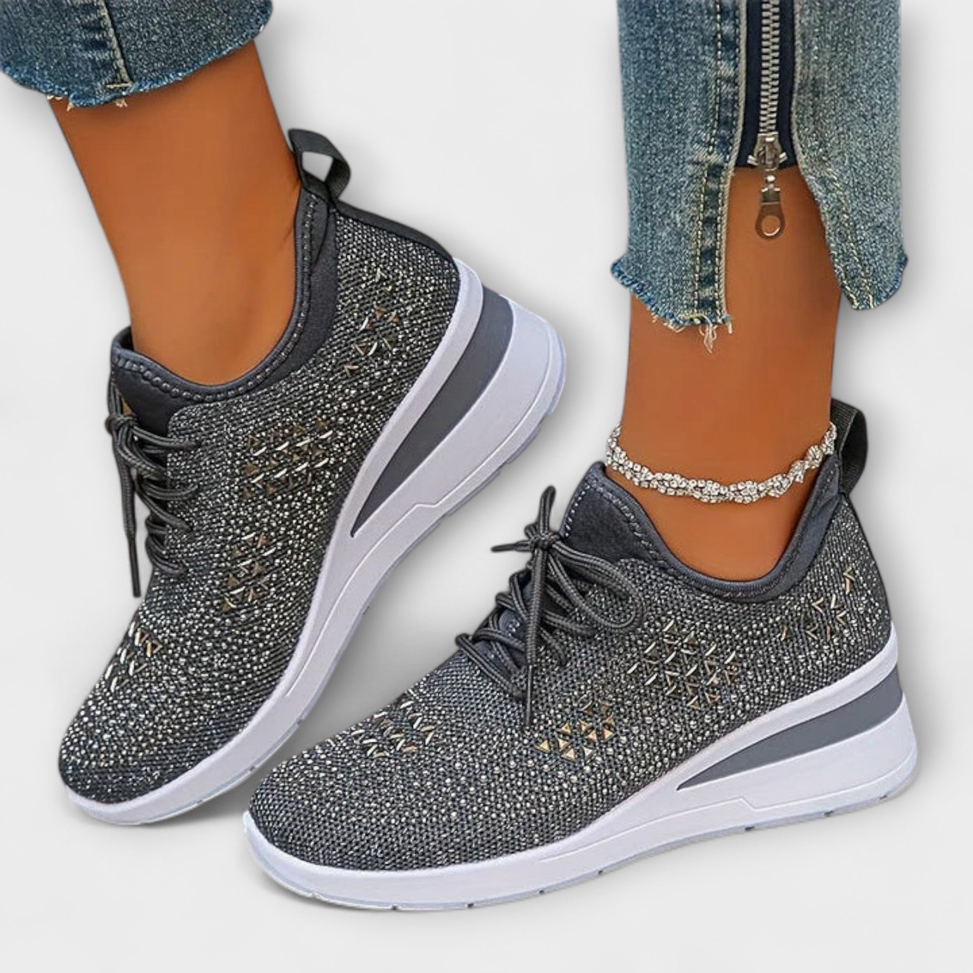 Giselle – Schillernde Orthopädische Sneakers mit Strass